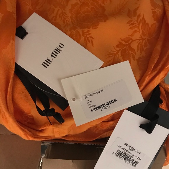 Attico orange tie-detail satin-jacquard midi skirt - Picture 7 of 8